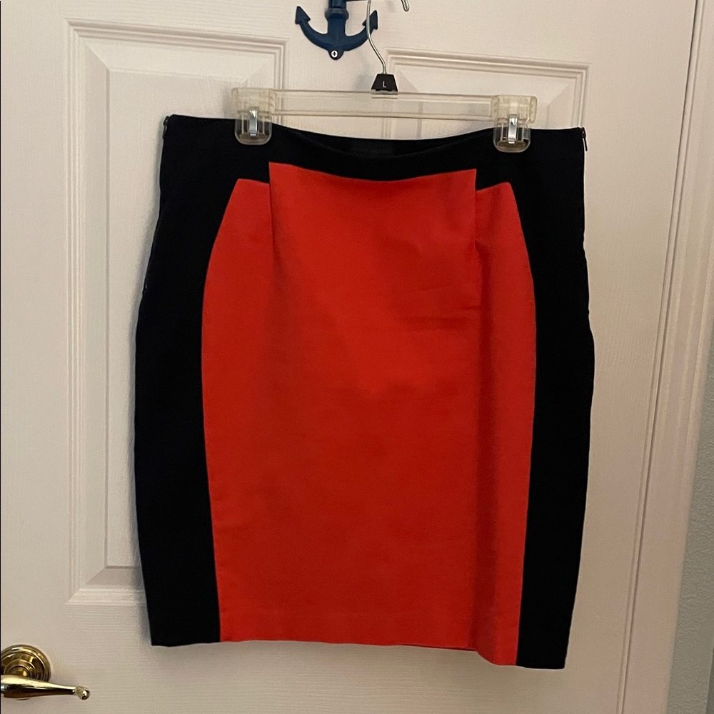 Worthington Bold Orange and Navy Blue Pencil Skirt
